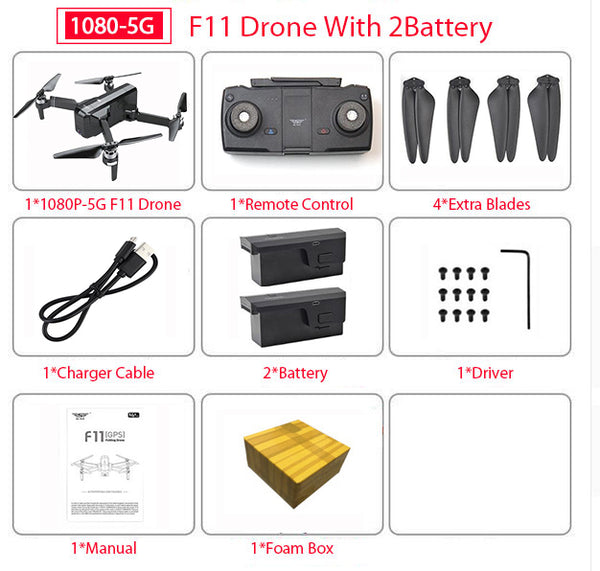 SJRC F11 PRO GPS Drone With Wifi FPV 1080P/2K HD Camera F11 Brushless Quadcopter Foldable Drone - My Cool Collection