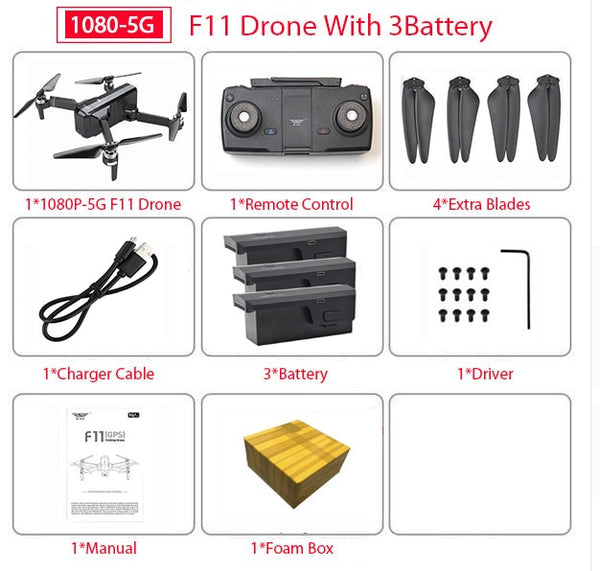 SJRC F11 PRO GPS Drone With Wifi FPV 1080P/2K HD Camera F11 Brushless Quadcopter Foldable Drone - My Cool Collection