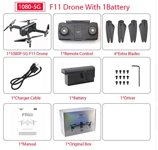 SJRC F11 PRO GPS Drone With Wifi FPV 1080P/2K HD Camera F11 Brushless Quadcopter Foldable Drone - My Cool Collection