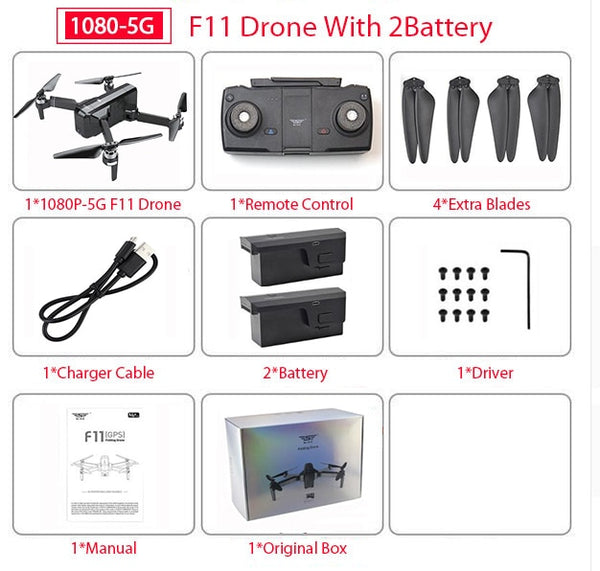 SJRC F11 PRO GPS Drone With Wifi FPV 1080P/2K HD Camera F11 Brushless Quadcopter Foldable Drone - My Cool Collection