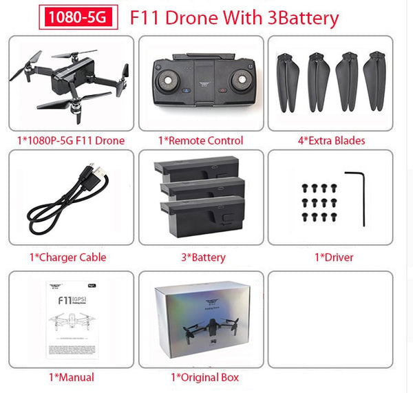 SJRC F11 PRO GPS Drone With Wifi FPV 1080P/2K HD Camera F11 Brushless Quadcopter Foldable Drone - My Cool Collection