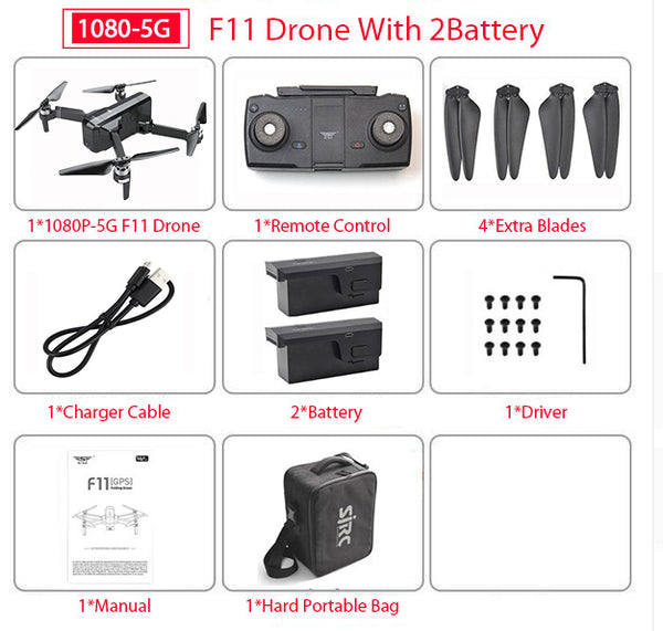 SJRC F11 PRO GPS Drone With Wifi FPV 1080P/2K HD Camera F11 Brushless Quadcopter Foldable Drone - My Cool Collection