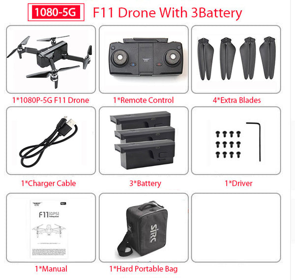 SJRC F11 PRO GPS Drone With Wifi FPV 1080P/2K HD Camera F11 Brushless Quadcopter Foldable Drone - My Cool Collection