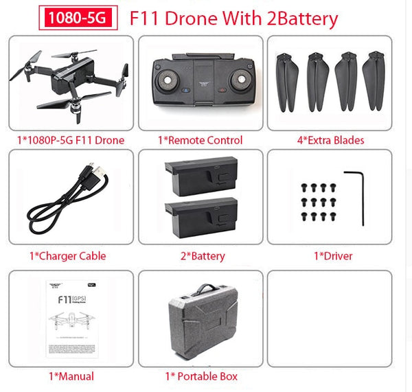 SJRC F11 PRO GPS Drone With Wifi FPV 1080P/2K HD Camera F11 Brushless Quadcopter Foldable Drone - My Cool Collection