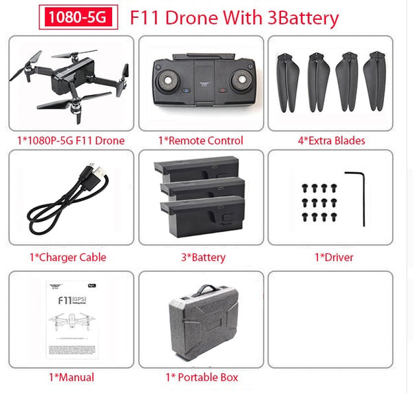 SJRC F11 PRO GPS Drone With Wifi FPV 1080P/2K HD Camera F11 Brushless Quadcopter Foldable Drone - My Cool Collection