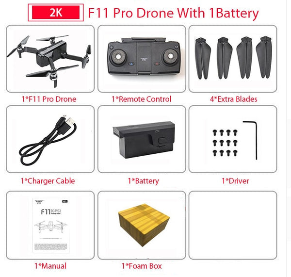 SJRC F11 PRO GPS Drone With Wifi FPV 1080P/2K HD Camera F11 Brushless Quadcopter Foldable Drone - My Cool Collection