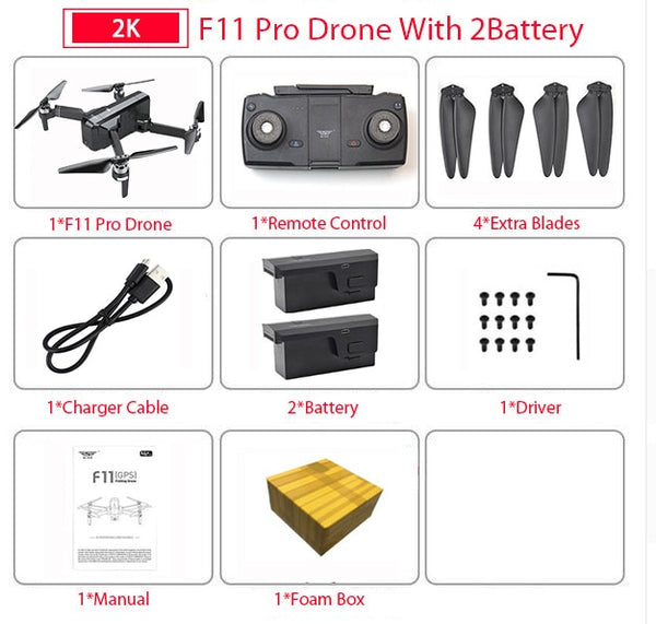 SJRC F11 PRO GPS Drone With Wifi FPV 1080P/2K HD Camera F11 Brushless Quadcopter Foldable Drone - My Cool Collection