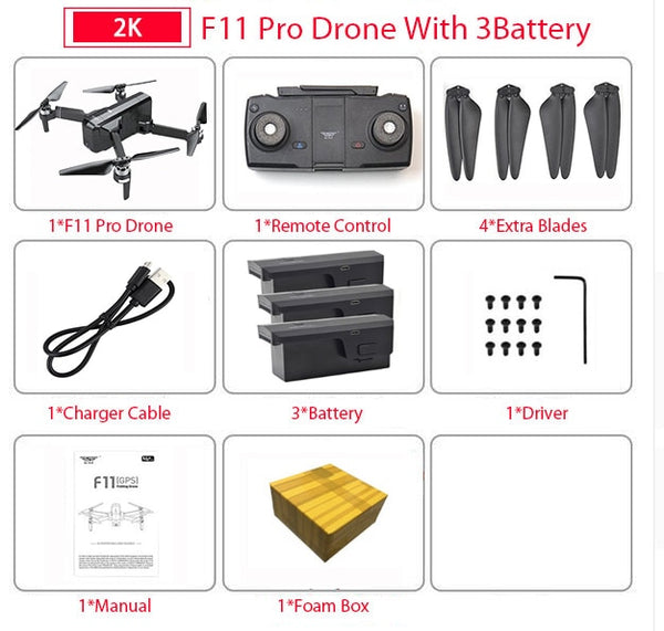 SJRC F11 PRO GPS Drone With Wifi FPV 1080P/2K HD Camera F11 Brushless Quadcopter Foldable Drone - My Cool Collection