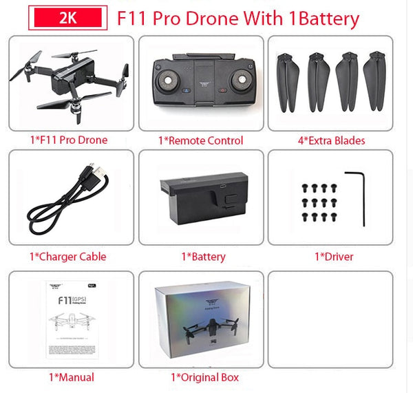 SJRC F11 PRO GPS Drone With Wifi FPV 1080P/2K HD Camera F11 Brushless Quadcopter Foldable Drone - My Cool Collection