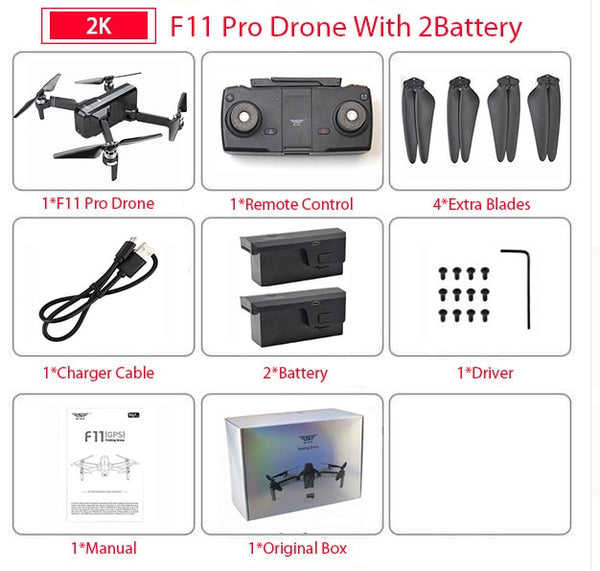 SJRC F11 PRO GPS Drone With Wifi FPV 1080P/2K HD Camera F11 Brushless Quadcopter Foldable Drone - My Cool Collection