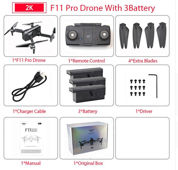 SJRC F11 PRO GPS Drone With Wifi FPV 1080P/2K HD Camera F11 Brushless Quadcopter Foldable Drone - My Cool Collection