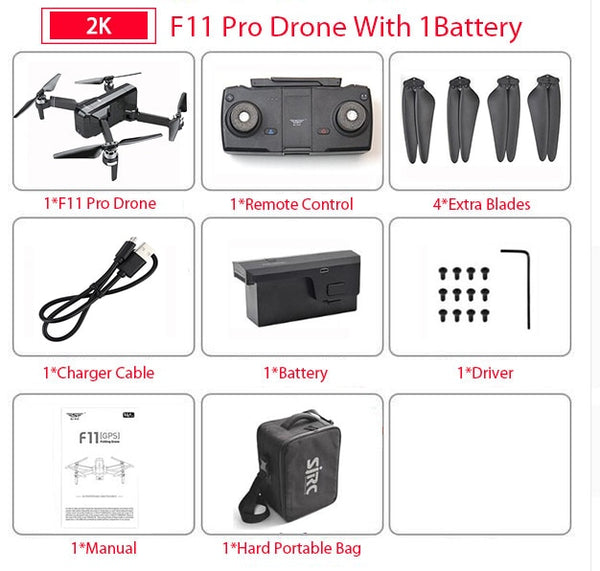 SJRC F11 PRO GPS Drone With Wifi FPV 1080P/2K HD Camera F11 Brushless Quadcopter Foldable Drone - My Cool Collection