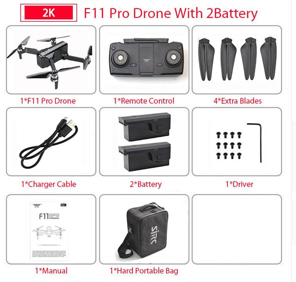 SJRC F11 PRO GPS Drone With Wifi FPV 1080P/2K HD Camera F11 Brushless Quadcopter Foldable Drone - My Cool Collection