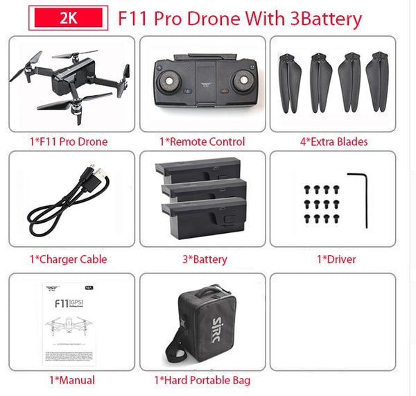 SJRC F11 PRO GPS Drone With Wifi FPV 1080P/2K HD Camera F11 Brushless Quadcopter Foldable Drone - My Cool Collection