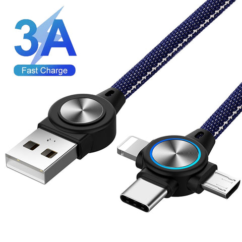 3 in 1 USB Cable for Mobile Phone Micro USB Type C 8 Pin Charging Cable Micro USB Charger Cord - My Cool Collection