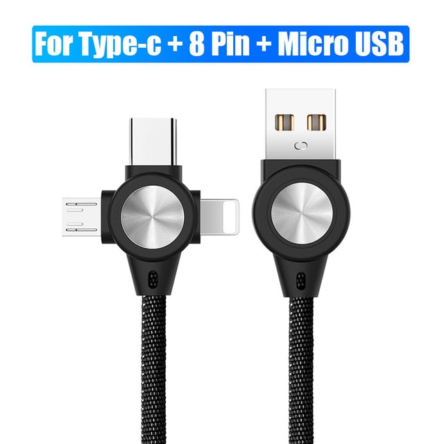 3 in 1 USB Cable for Mobile Phone Micro USB Type C 8 Pin Charging Cable Micro USB Charger Cord - My Cool Collection