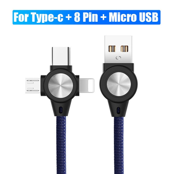 3 in 1 USB Cable for Mobile Phone Micro USB Type C 8 Pin Charging Cable Micro USB Charger Cord - My Cool Collection