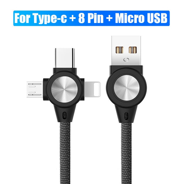 3 in 1 USB Cable for Mobile Phone Micro USB Type C 8 Pin Charging Cable Micro USB Charger Cord - My Cool Collection