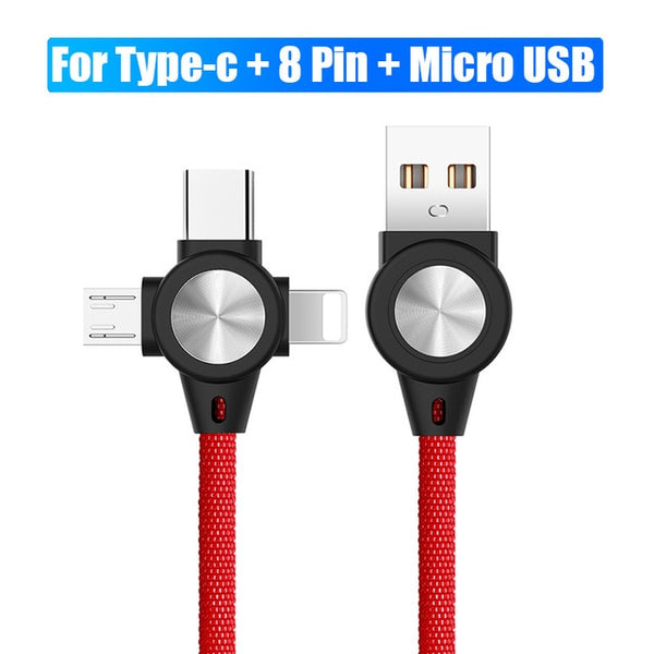 3 in 1 USB Cable for Mobile Phone Micro USB Type C 8 Pin Charging Cable Micro USB Charger Cord - My Cool Collection