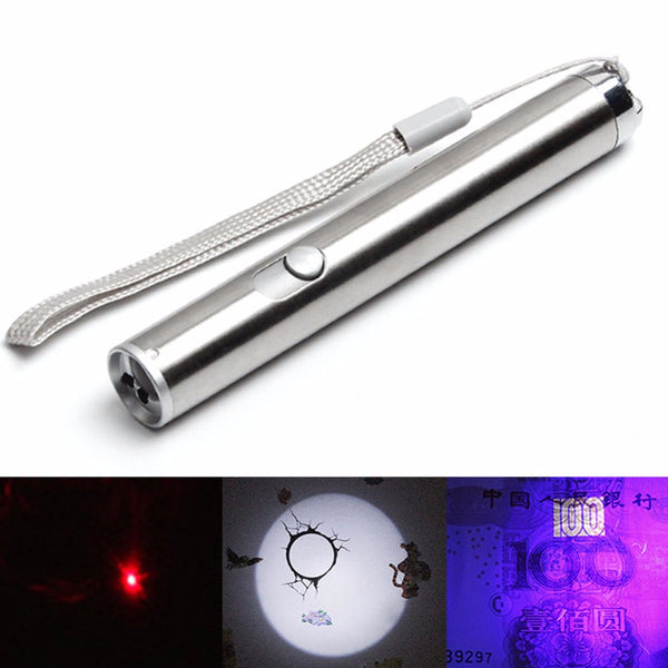 Multifunction Mini Flashlight Portable Aluminium Alloy LED UV&Red Waterproof Laser&Lighting - My Cool Collection