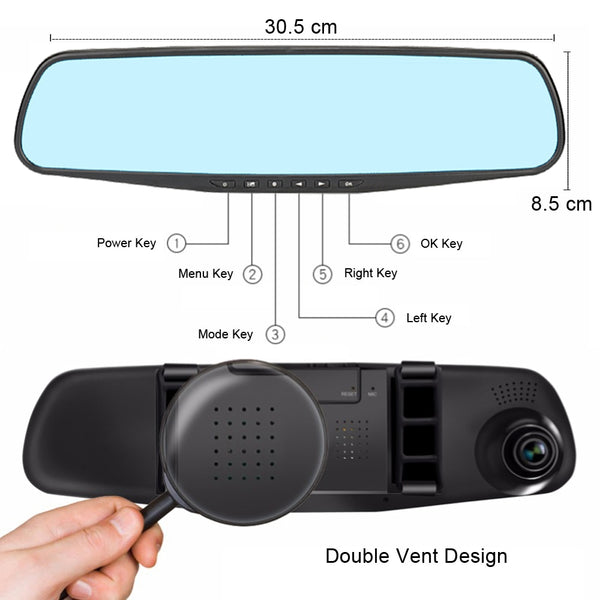 Full HD 1080P Car DVR Camera Auto 4.3 Inch Rearview Mirror dash Digital Video Recorder Dual Lens - My Cool Collection