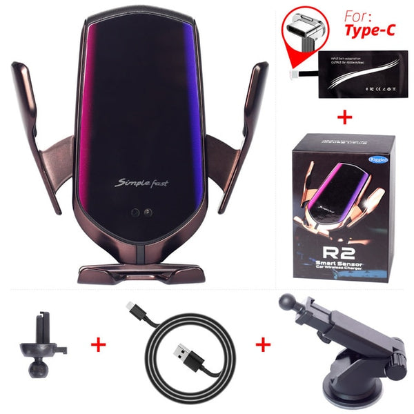 Automatic Clamp Car Wireless Charger 10W Quick Charge Mount Qi Infrared Sensor Phone Holder - My Cool Collection