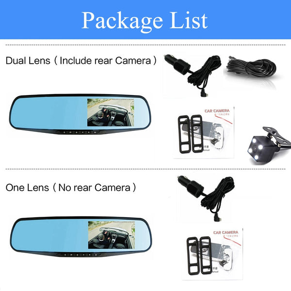 Full HD 1080P Car DVR Camera Auto 4.3 Inch Rearview Mirror dash Digital Video Recorder Dual Lens - My Cool Collection