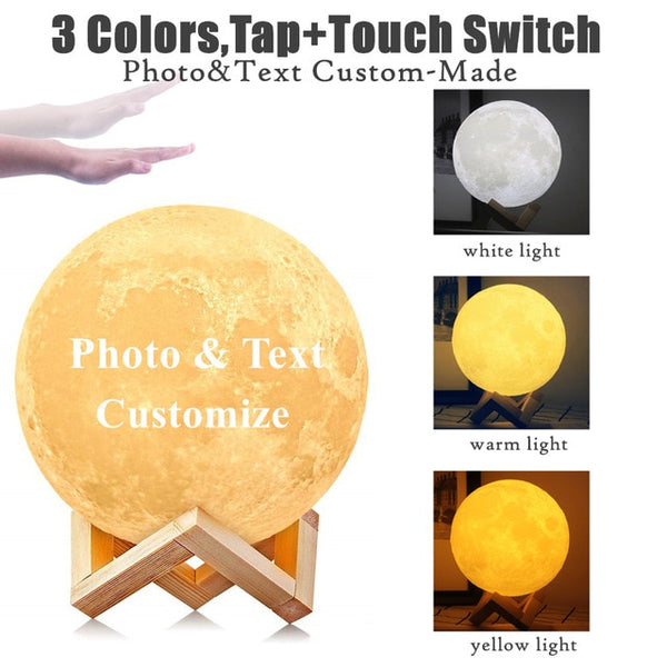 Photo/Text Custom Moon Lamp Night Light - My Cool Collection