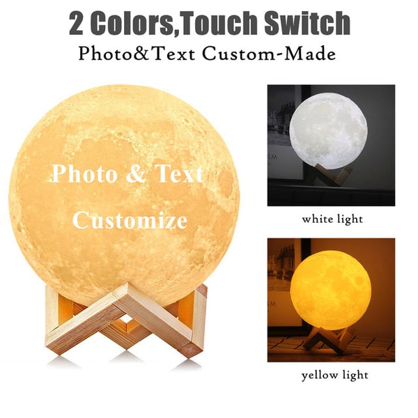 Photo/Text Custom Moon Lamp Night Light - My Cool Collection