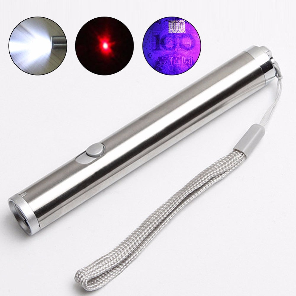 Multifunction Mini Flashlight Portable Aluminium Alloy LED UV&Red Waterproof Laser&Lighting - My Cool Collection