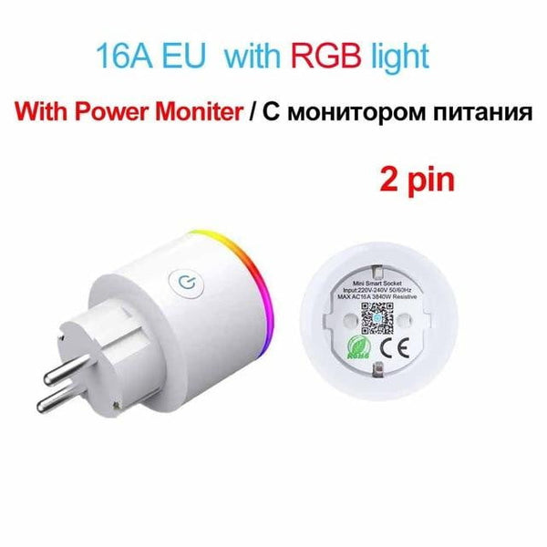 16A EU RGB wifi wireless Smart Plug socket outlet with Power Monitor, Works with Google Home Alexa - My Cool Collection