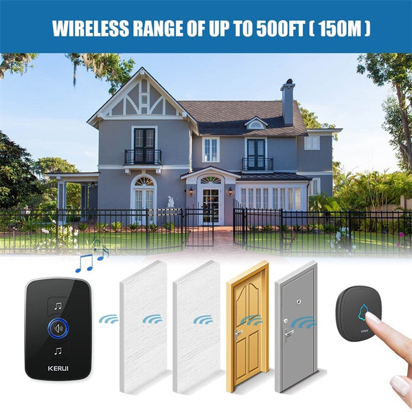 Home Security Welcome Wireless Doorbell Alarm LED light 32 Songs with Waterproof Touch Button - My Cool Collection