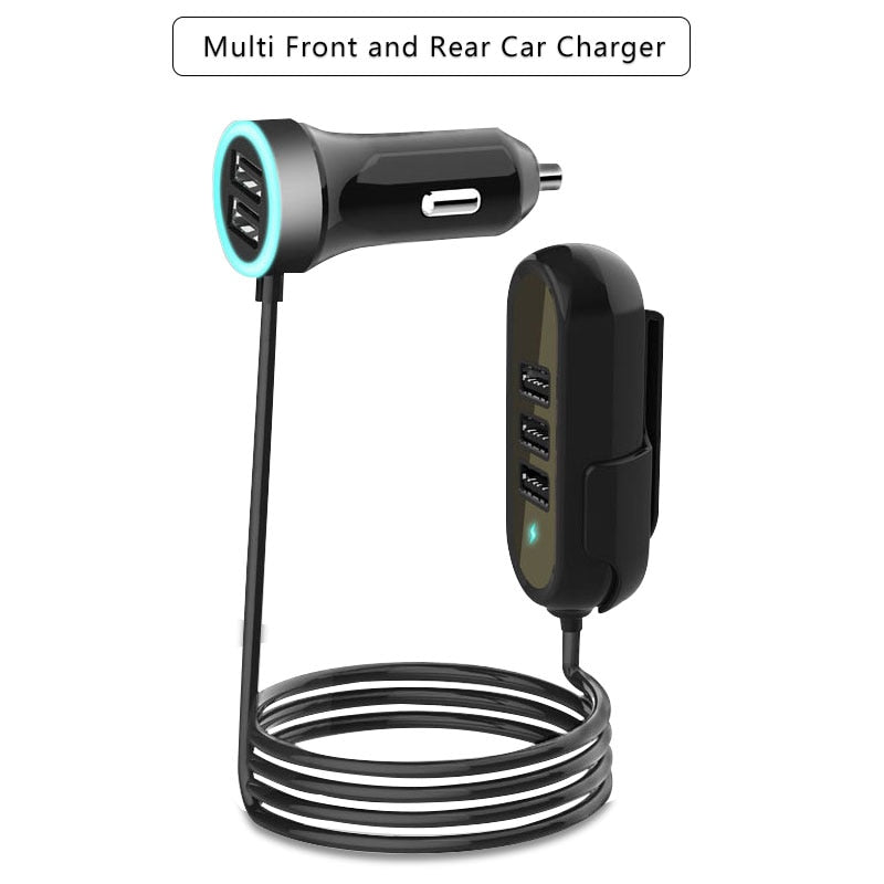 Multi 5 Ports Car Charger rear seat fast car charger 5.8A Universal USB Extension Car Adapter - My Cool Collection