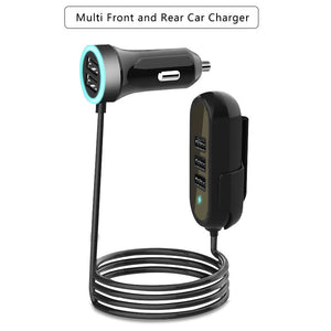 Multi 5 Ports Car Charger rear seat fast car charger 5.8A Universal USB Extension Car Adapter - My Cool Collection